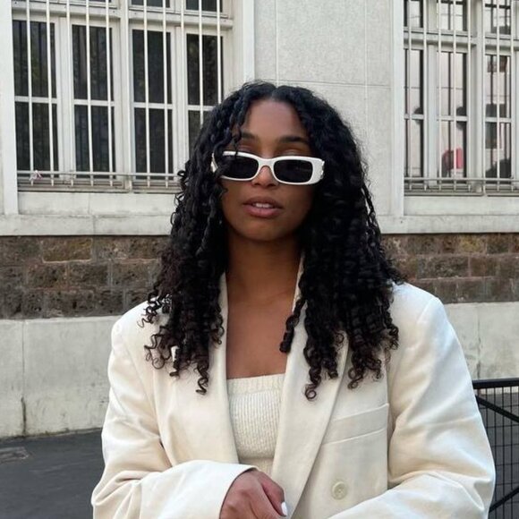 Balenciaga BB0096S 020 Rectangle Sunglasses - Ivory/Grey Mirror main image 9